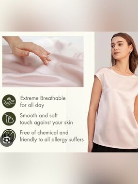 Lilysilk Mulberry Silk Blush Pink Short-Sleeve Blouse NEW Minimalist Capsule